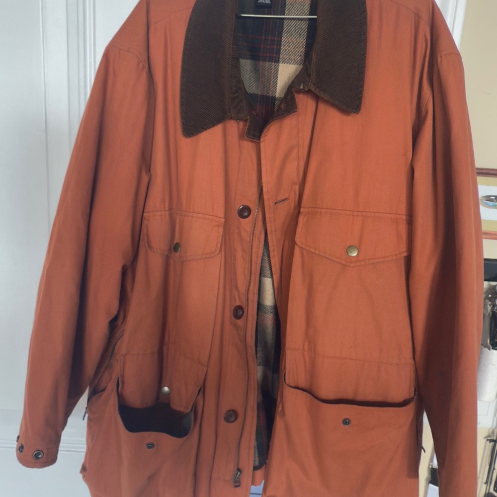 Men's Orange Jacket with Brown Collar